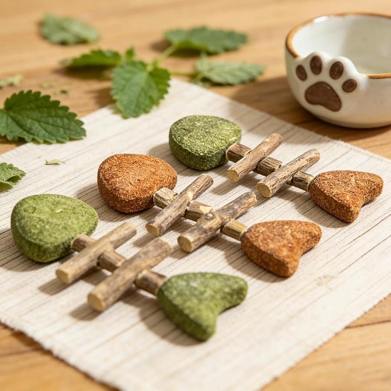 لعبة قضم القطط 3 قطع تصميم عظم السمك عصا تفاعلية لصحة الأسنان - Image 4